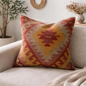 Loloi One of a Kind Vintage Textile Pillow 24x24 Boho Kilim